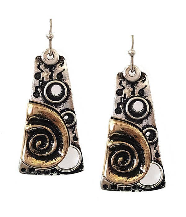 ( MX1013 ) VINTAGE CELTIC SPIRAL BAR EARRING