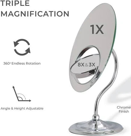 Tri-Optics Beveled Makeup Mirror With Magnification
