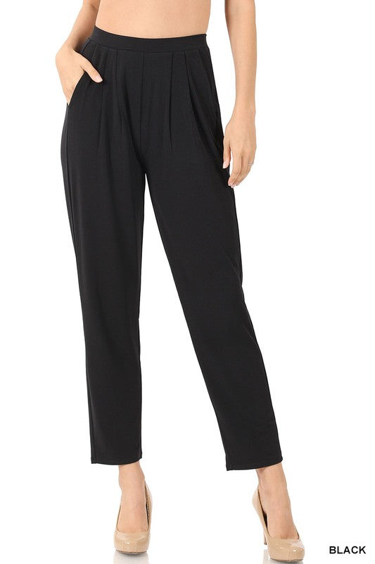 Pleated Waist Pants With Side Pockets