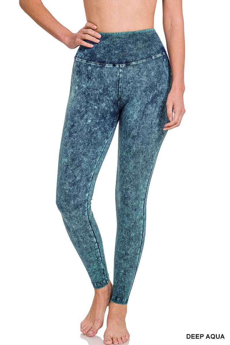 Mineral Wash Wide Waistband Leggings