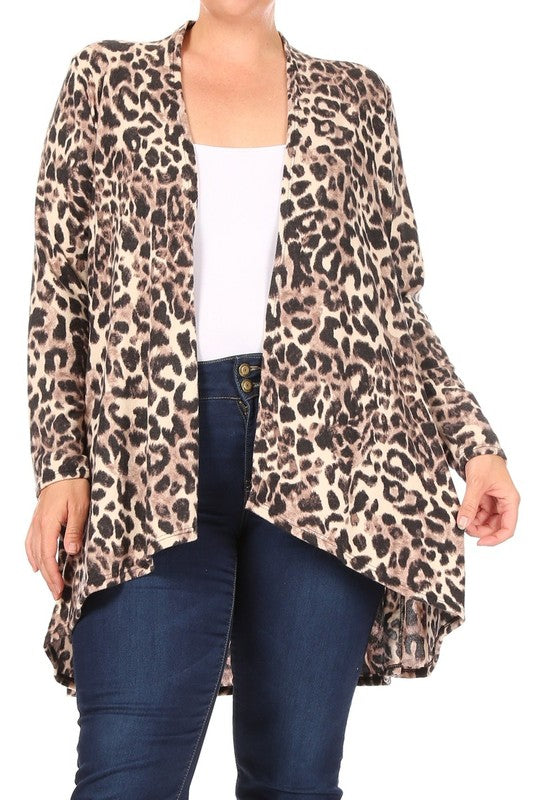 Plus Leopard Print Cardigan