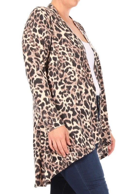 Plus Leopard Print Cardigan