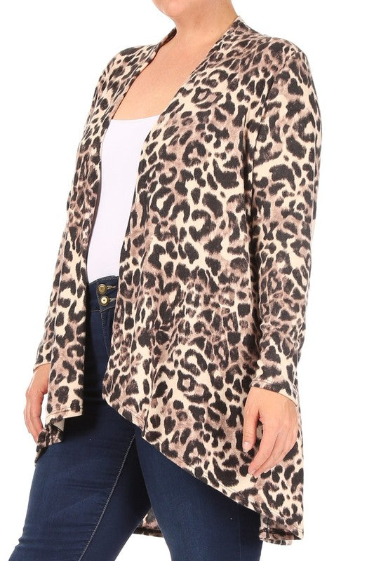 Plus Leopard Print Cardigan