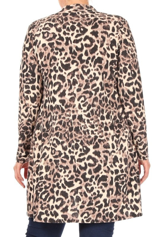 Plus Leopard Print Cardigan