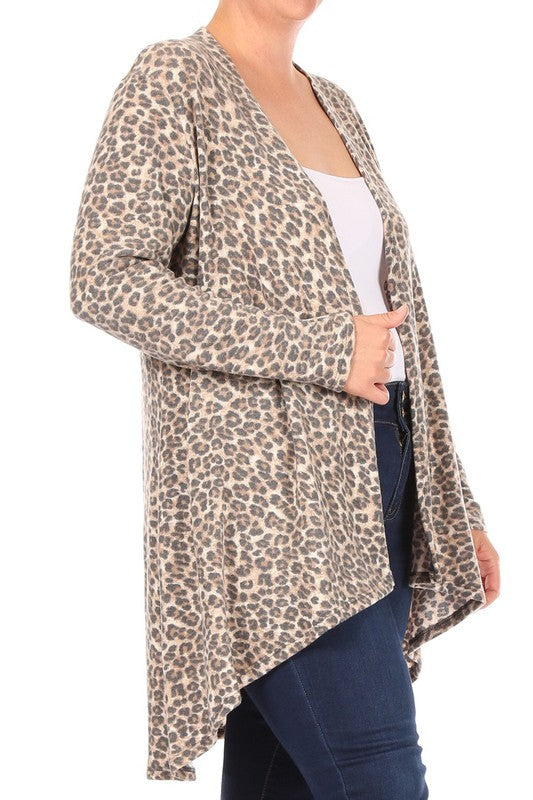 Plus Leopard Print Cardigan