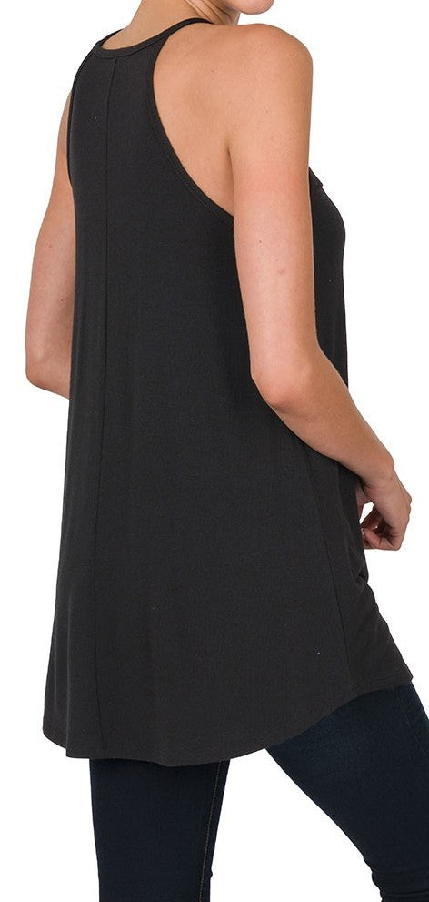 Lace Paneled Sleeveless Halter Top