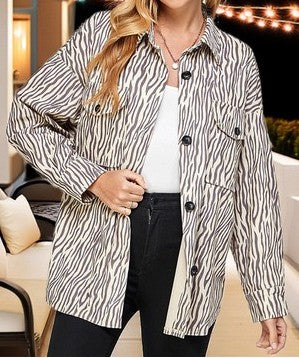 Animal Print Corduroy Shacket