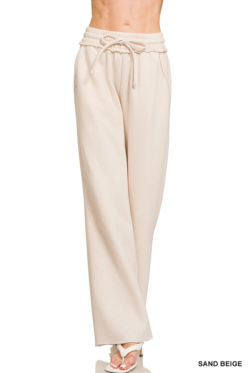 Acid Wash Fleece Palazzo Sweatpants