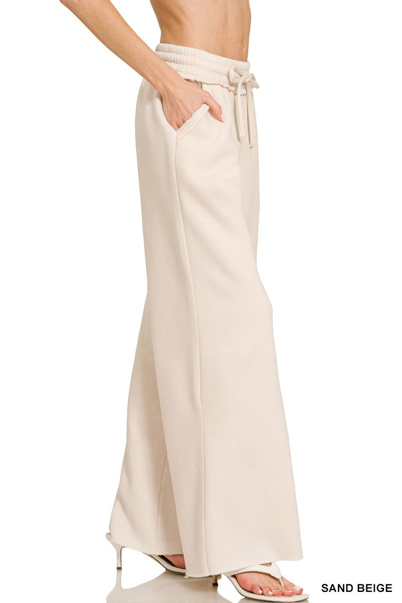 Acid Wash Fleece Palazzo Sweatpants