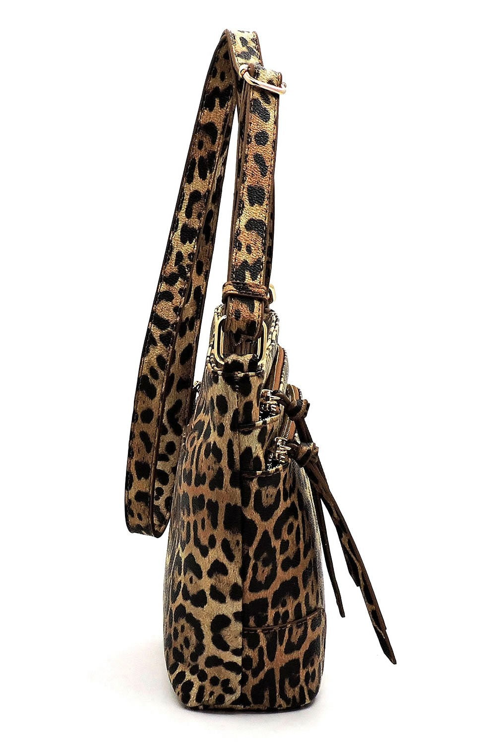 Leopard Multi Zip Pocket Crossbody Bag