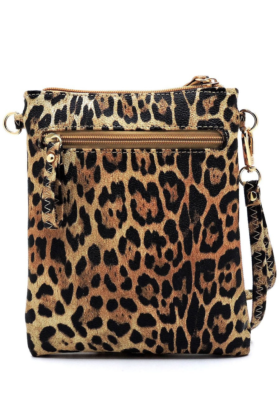 Leopard Multi Zip Pocket Crossbody Bag