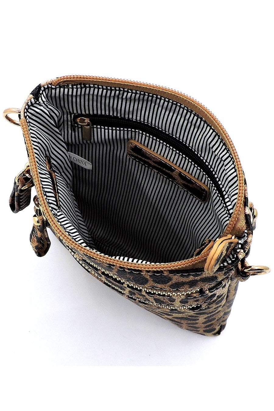 Leopard Multi Zip Pocket Crossbody Bag