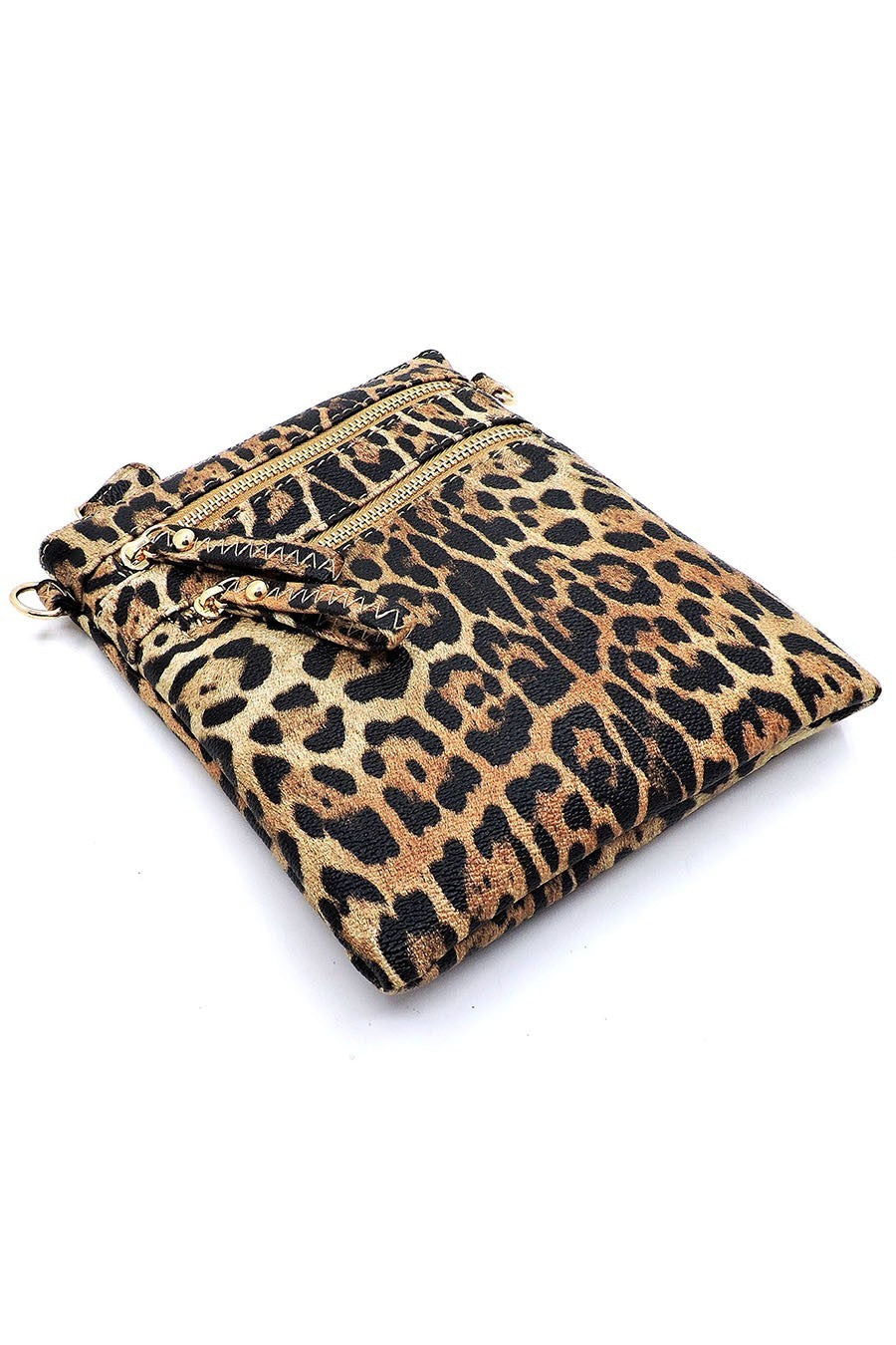 Leopard Multi Zip Pocket Crossbody Bag